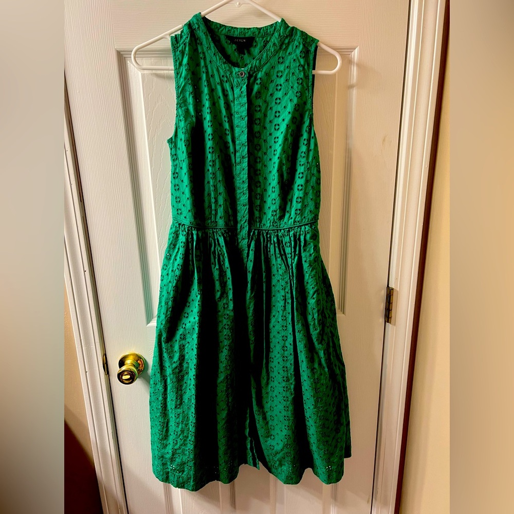 Green J. Crew Textured Dress with Pockets Size 4